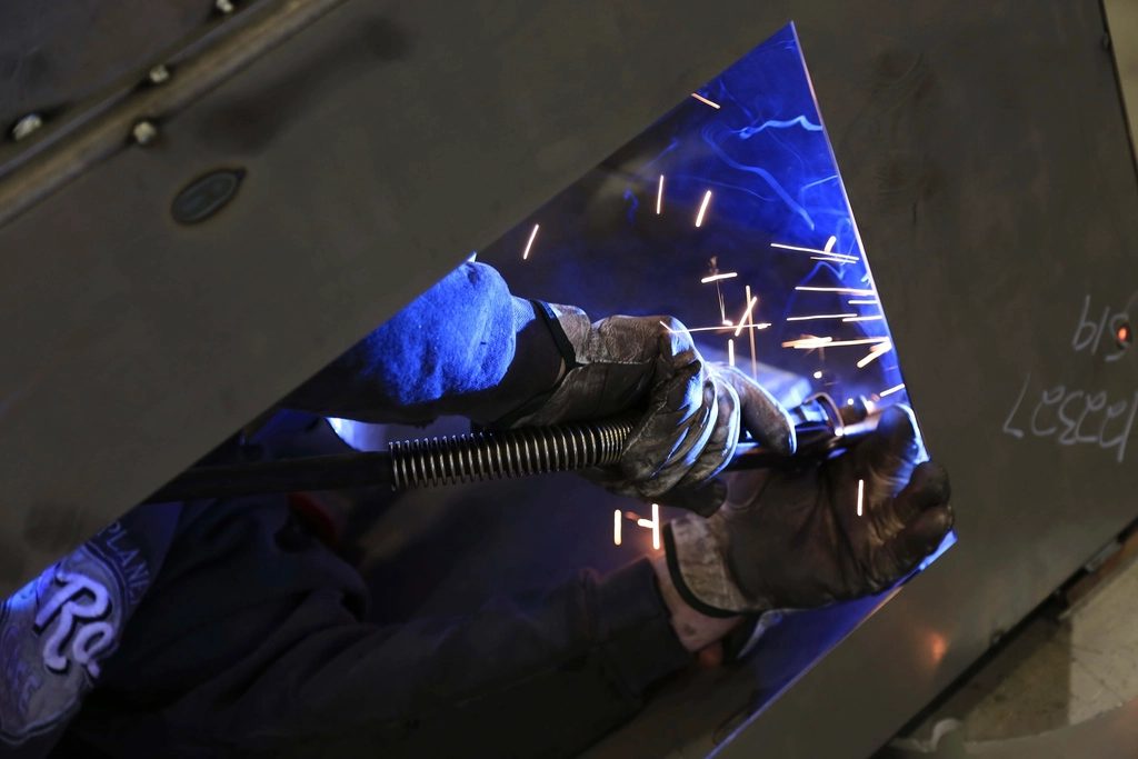 Welder at work in a workshop